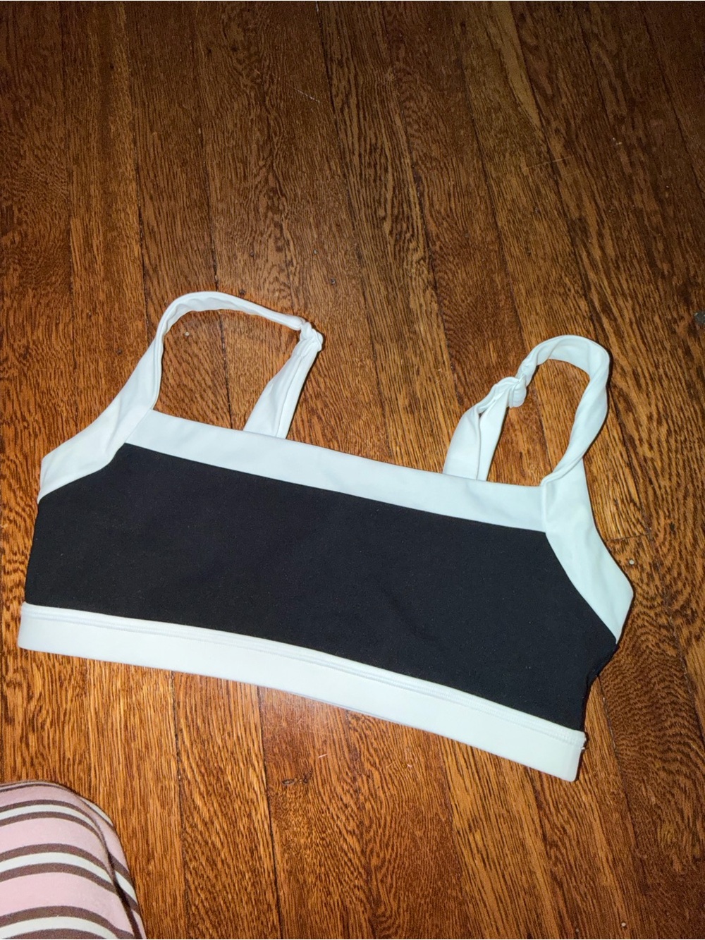 FORM SPORTS BRA Two-Tone Black & White Colorblock Bralette